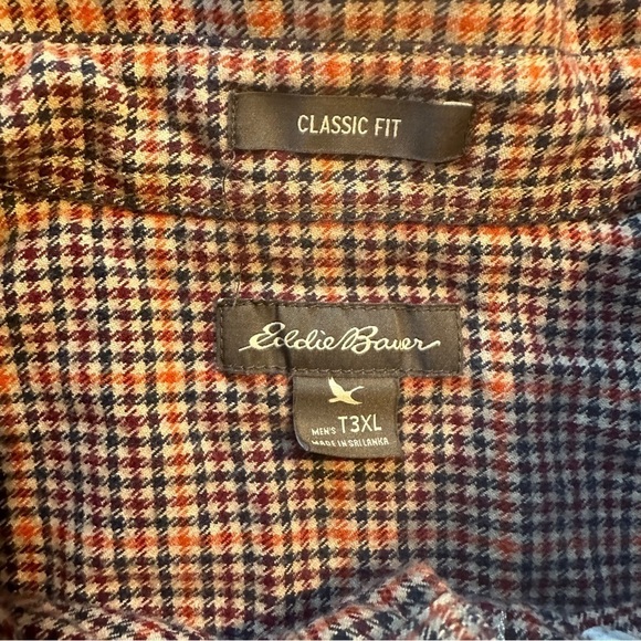 Eddie Bauer Men's Tall 3XL Flannel Multicolor Houndstooth Checked Long Sleeve - Picture 3 of 16